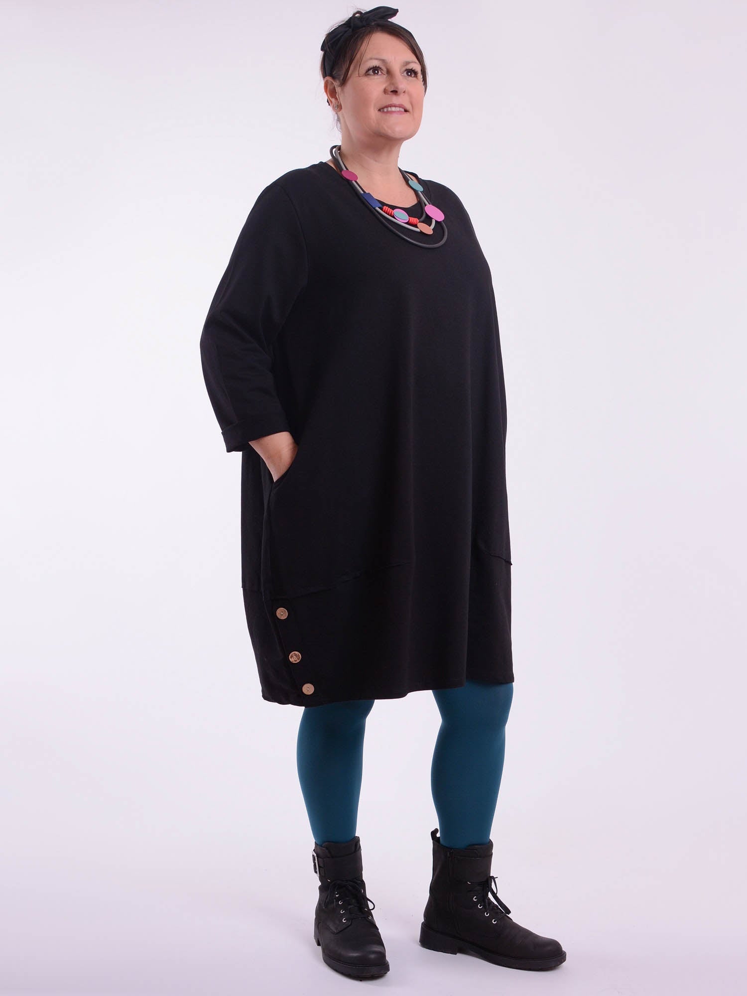 Lagenlook Buttoned Hem Dress - 10667, Dresses, Pure Plus Clothing, Lagenlook Clothing, Plus Size Fashion, Over 50 Fashion