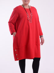 Lagenlook Buttoned Hem Dress - 10667, Dresses, Pure Plus Clothing, Lagenlook Clothing, Plus Size Fashion, Over 50 Fashion