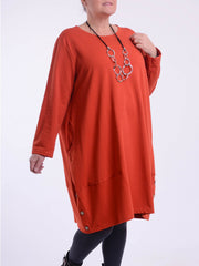 Lagenlook Buttoned Hem Dress - 10667, Dresses, Pure Plus Clothing, Lagenlook Clothing, Plus Size Fashion, Over 50 Fashion
