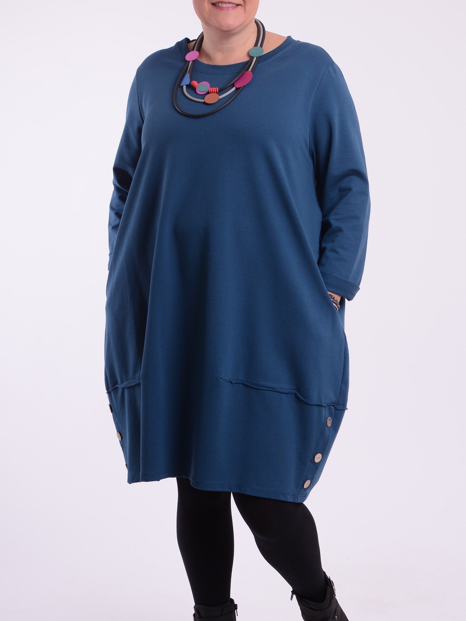 Lagenlook Buttoned Hem Dress - 10667, Dresses, Pure Plus Clothing, Lagenlook Clothing, Plus Size Fashion, Over 50 Fashion