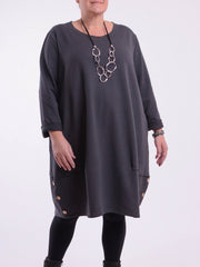 Lagenlook Buttoned Hem Dress - 10667, Dresses, Pure Plus Clothing, Lagenlook Clothing, Plus Size Fashion, Over 50 Fashion