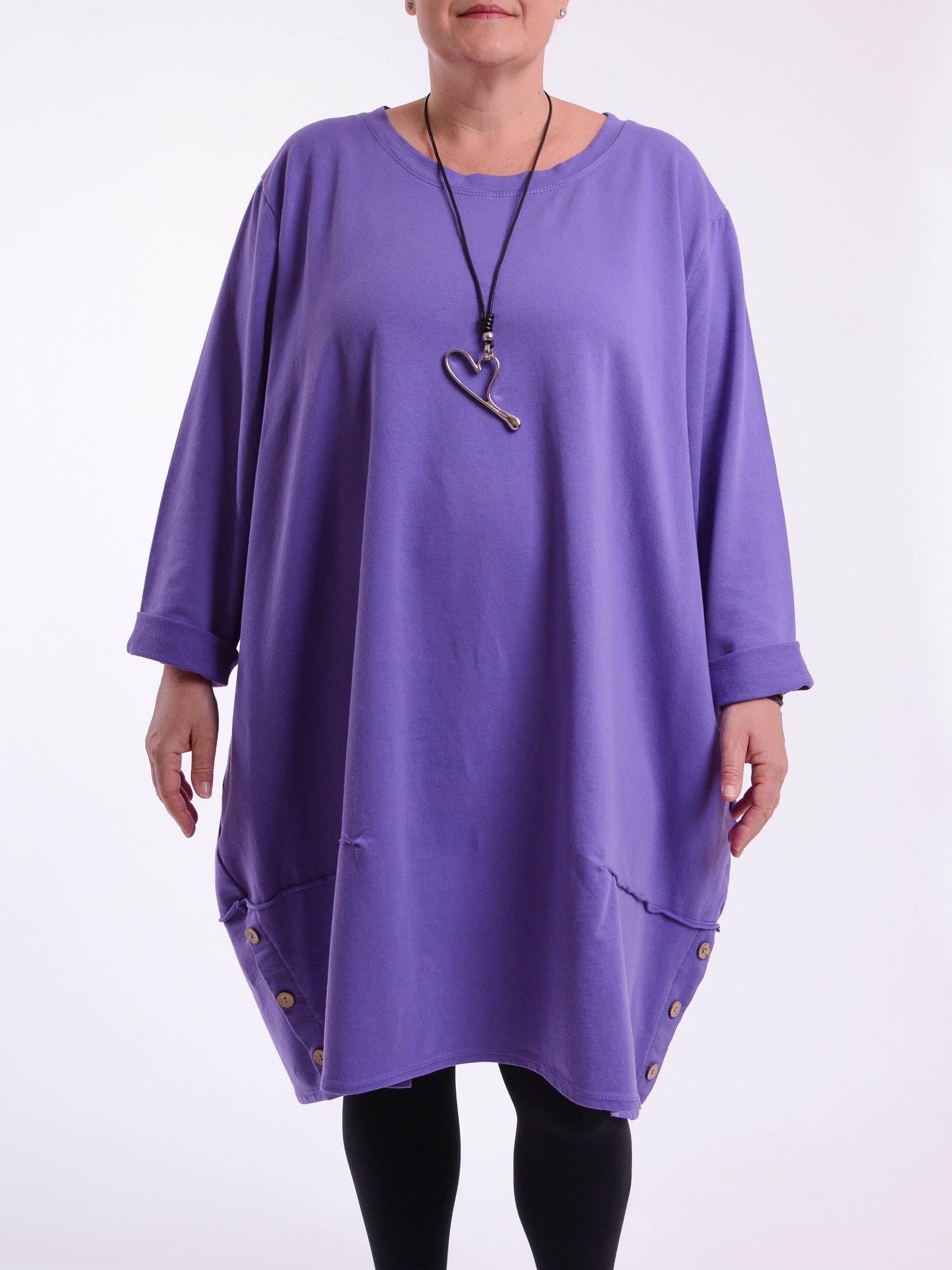 Lagenlook Buttoned Hem Dress - 10667, Dresses, Pure Plus Clothing, Lagenlook Clothing, Plus Size Fashion, Over 50 Fashion
