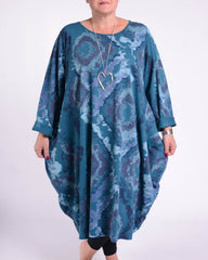 Lagenlook Parachute Dress With Pockets Cotton - 9215 Patterned, Dresses, Pure Plus Clothing, Lagenlook Clothing, Plus Size Fashion, Over 50 Fashion