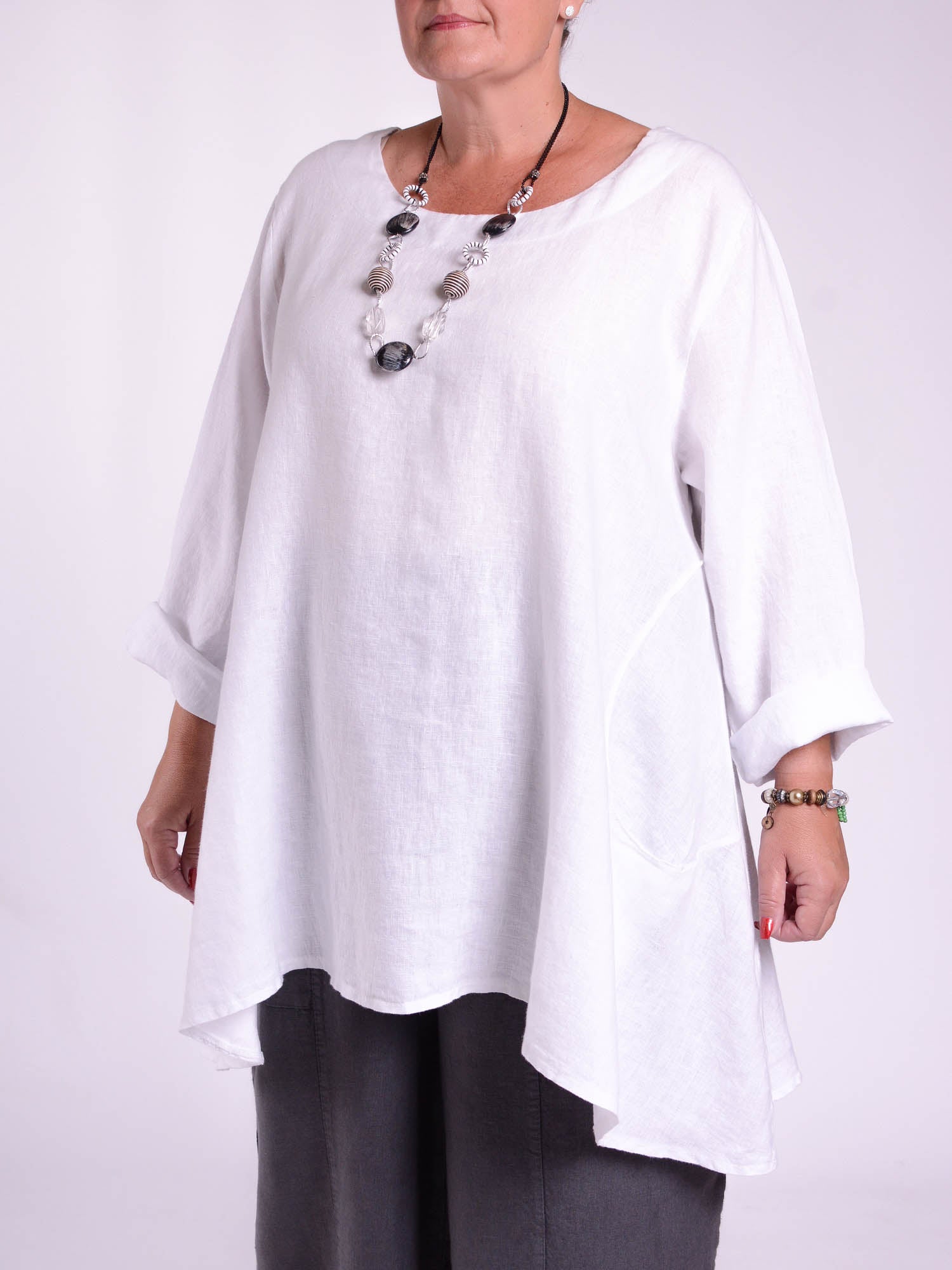 Lagenlook Heavy Linen Quirky Tunic - 9415, Tops & Shirts, Pure Plus Clothing, Lagenlook Clothing, Plus Size Fashion, Over 50 Fashion