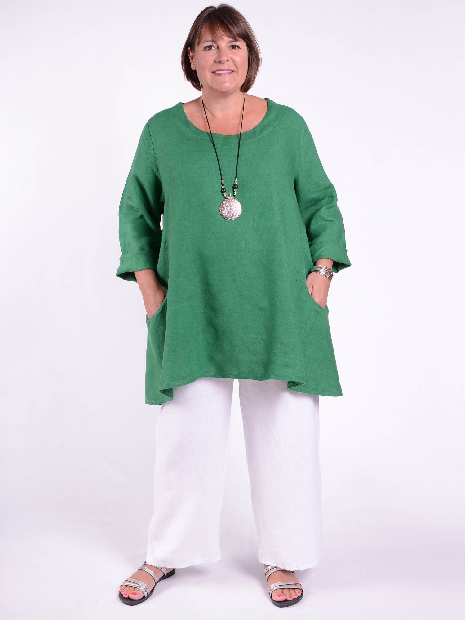 Lagenlook Heavy Linen Quirky Tunic - 9415, Tops & Shirts, Pure Plus Clothing, Lagenlook Clothing, Plus Size Fashion, Over 50 Fashion