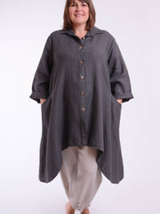 Plus Size Lagenlook Heavy Linen Shirt Dress - 9445, Tops & Shirts, Pure Plus Clothing, Lagenlook Clothing, Plus Size Fashion, Over 50 Fashion