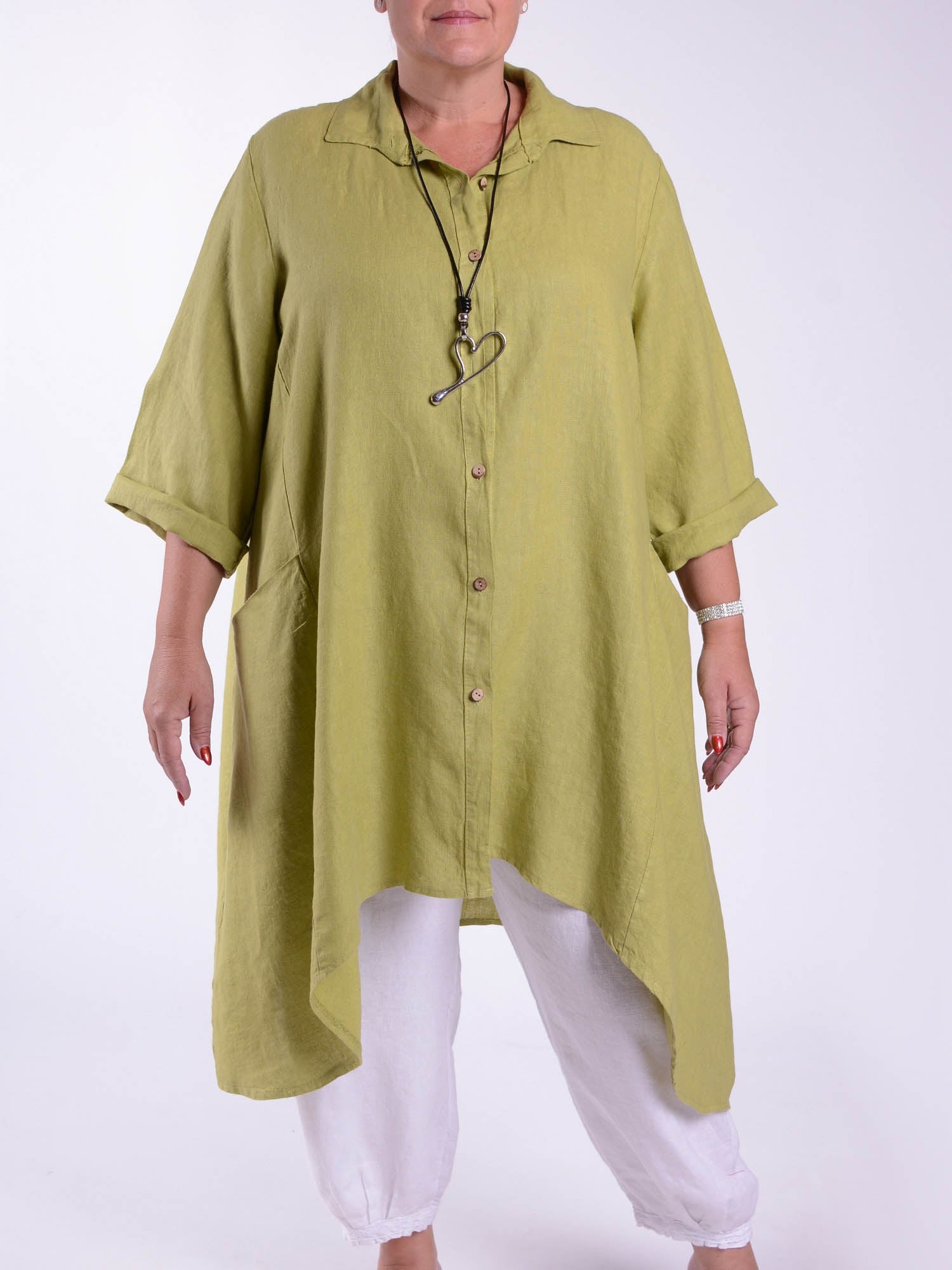 Plus Size Lagenlook Heavy Linen Shirt Dress - 9445, Tops & Shirts, Pure Plus Clothing, Lagenlook Clothing, Plus Size Fashion, Over 50 Fashion