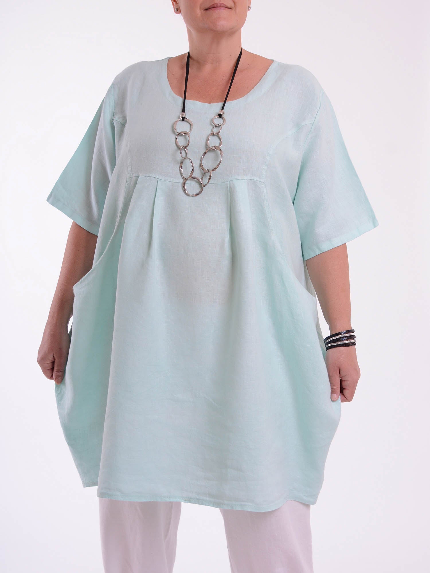 Heavy Linen Quirky Tunic Short Sleeve - 9457, Tops & Shirts, Pure Plus Clothing, Lagenlook Clothing, Plus Size Fashion, Over 50 Fashion