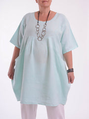 Heavy Linen Quirky Tunic Short Sleeve - 9457, Tops & Shirts, Pure Plus Clothing, Lagenlook Clothing, Plus Size Fashion, Over 50 Fashion