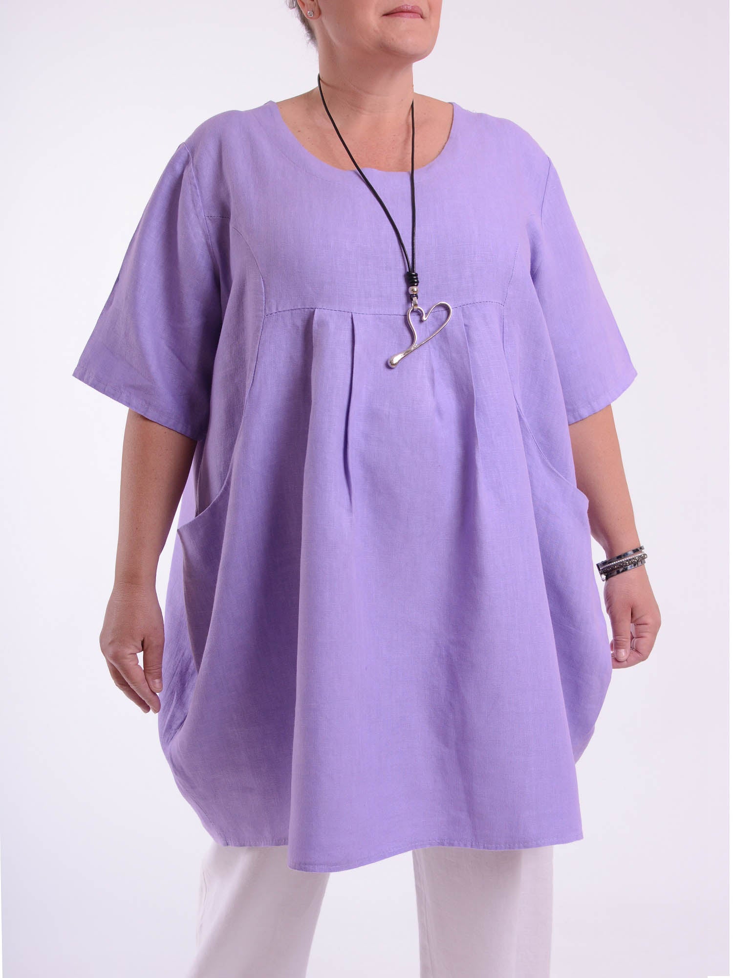 Heavy Linen Quirky Tunic Short Sleeve - 9457, Tops & Shirts, Pure Plus Clothing, Lagenlook Clothing, Plus Size Fashion, Over 50 Fashion