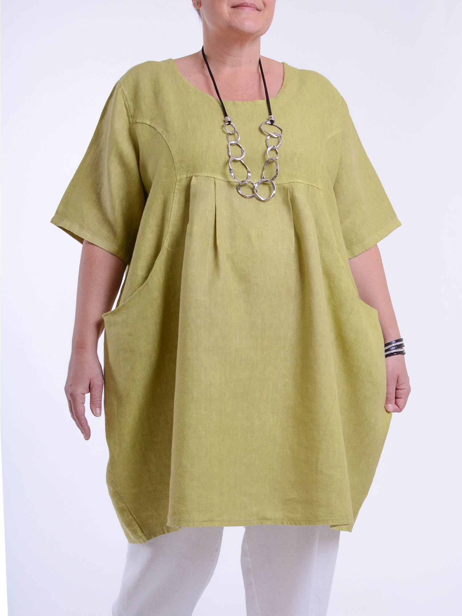 Heavy Linen Quirky Tunic Short Sleeve - 9457, Tops & Shirts, Pure Plus Clothing, Lagenlook Clothing, Plus Size Fashion, Over 50 Fashion