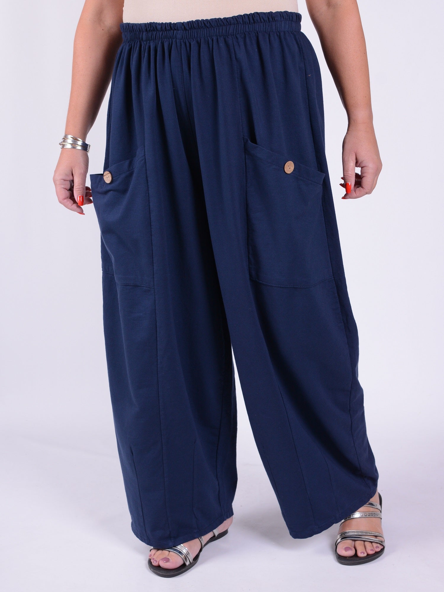 Lagenlook Wide Leg Trousers Cotton - 9461C, , Pure Plus Clothing, Lagenlook Clothing, Plus Size Fashion, Over 50 Fashion