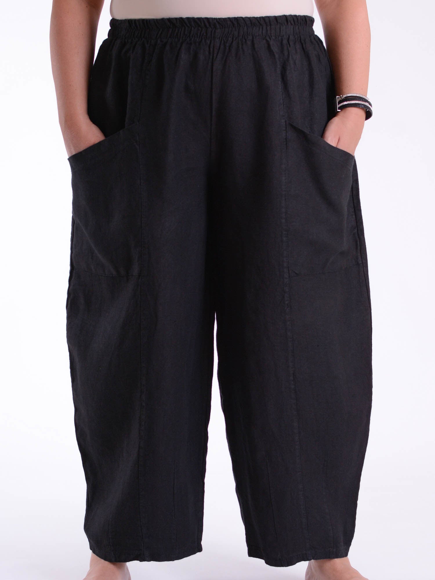 Plus Size Lagenlook Heavy Linen Deep Pocket Trousers - 9461, Trousers, Pure Plus Clothing, Lagenlook Clothing, Plus Size Fashion, Over 50 Fashion