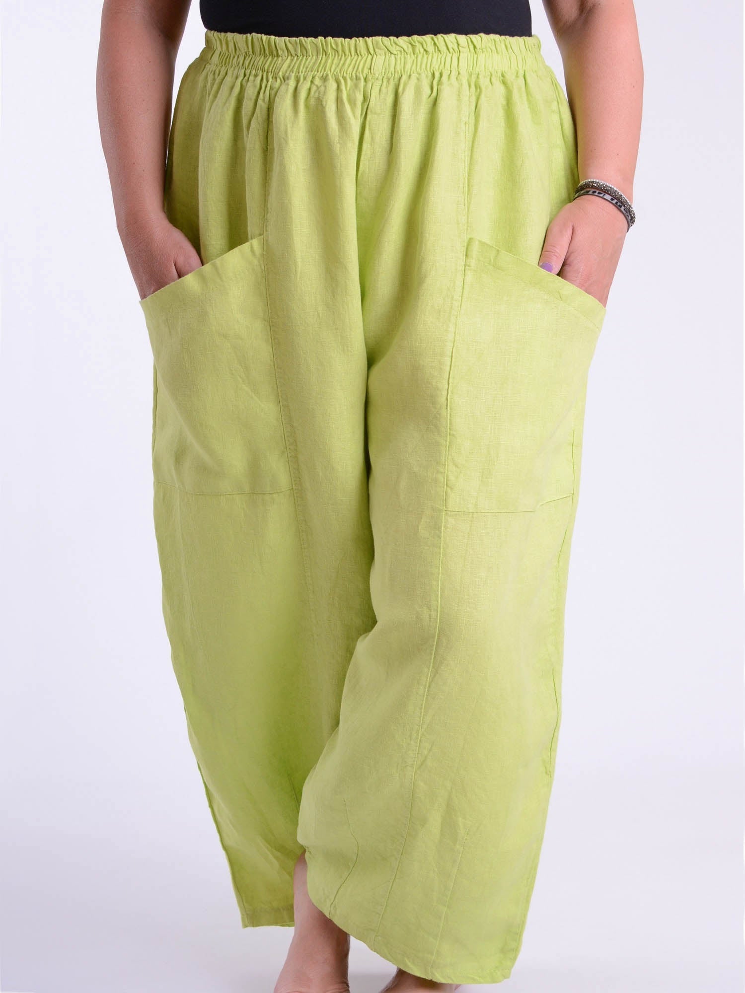 Plus Size Lagenlook Heavy Linen Deep Pocket Trousers - 9461, Trousers, Pure Plus Clothing, Lagenlook Clothing, Plus Size Fashion, Over 50 Fashion