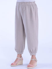 Lace Trim Linen Trousers - 9466, Trousers, Pure Plus Clothing, Lagenlook Clothing, Plus Size Fashion, Over 50 Fashion