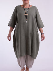 Lagenlook Basic Casual Tunic Dress - 9469 Linen, Dresses, Pure Plus Clothing, Lagenlook Clothing, Plus Size Fashion, Over 50 Fashion