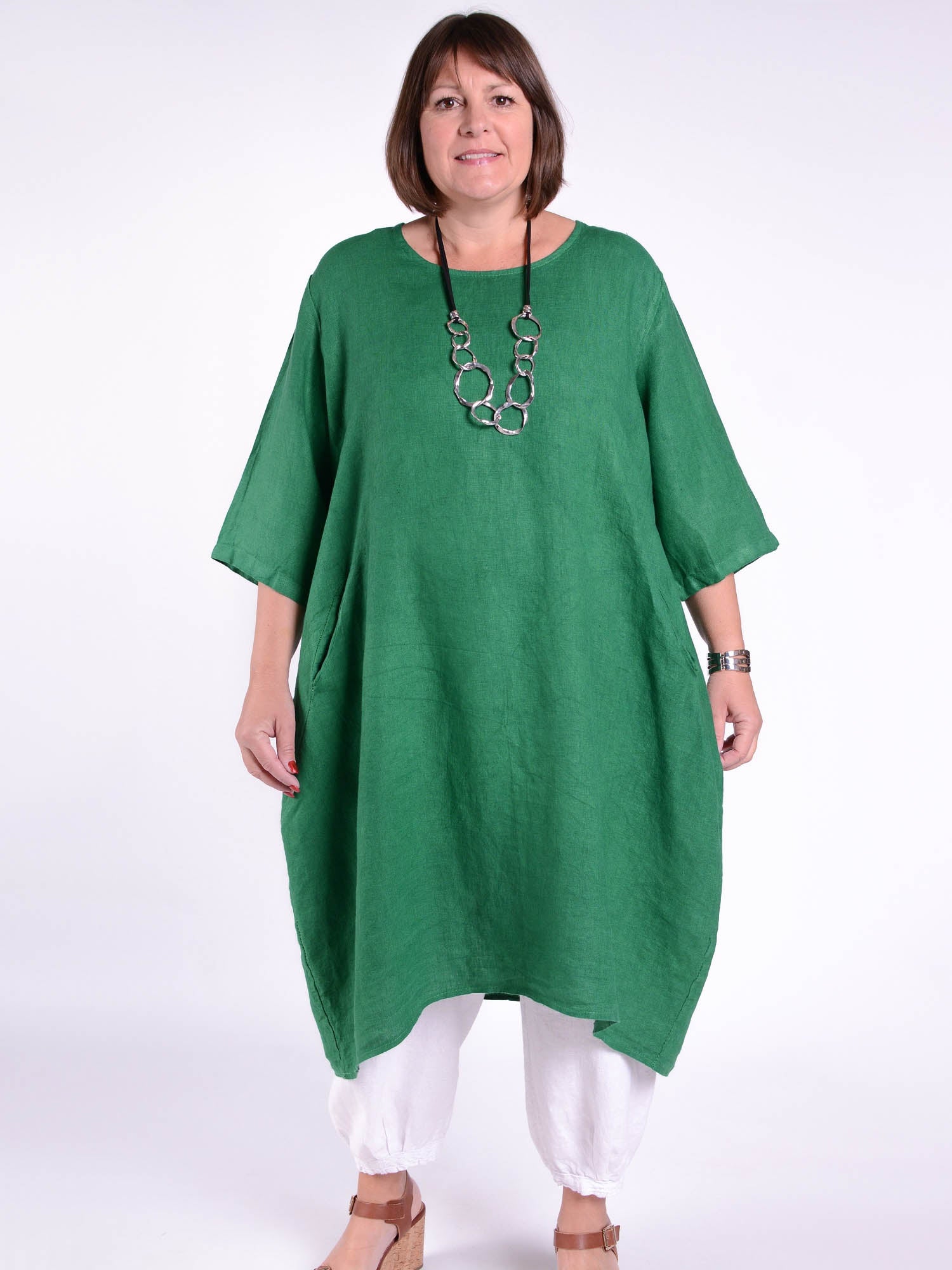 Lagenlook Basic Casual Tunic Dress - 9469 Linen, Dresses, Pure Plus Clothing, Lagenlook Clothing, Plus Size Fashion, Over 50 Fashion