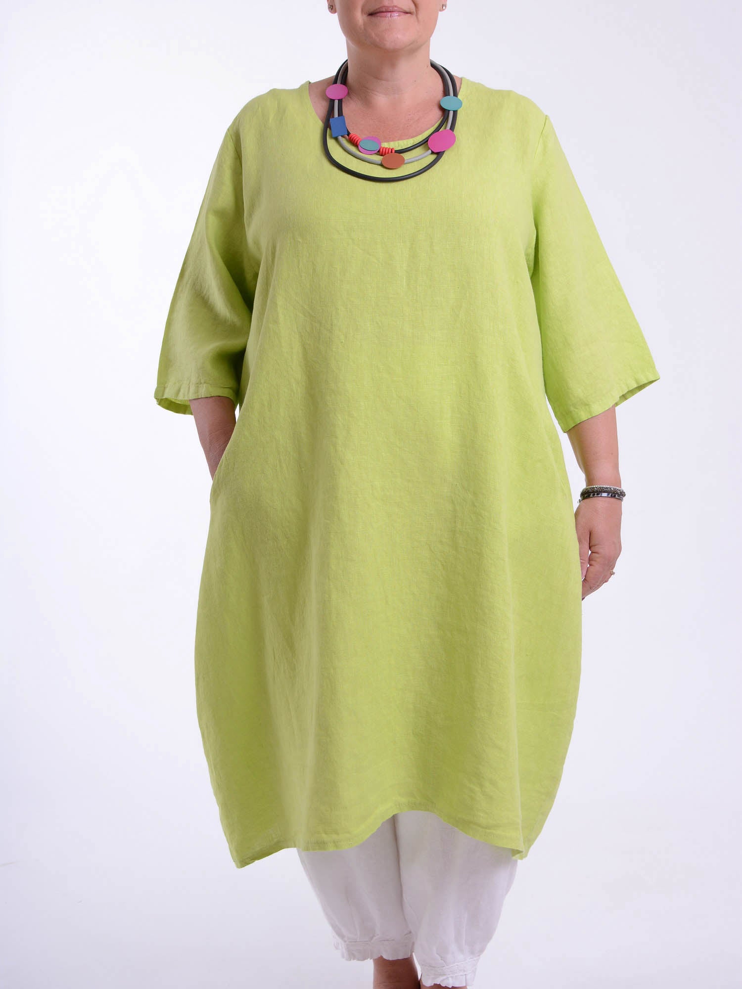 Lagenlook Basic Casual Tunic Dress - 9469 Linen, Dresses, Pure Plus Clothing, Lagenlook Clothing, Plus Size Fashion, Over 50 Fashion
