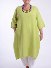 Lagenlook Basic Casual Tunic Dress - 9469 Linen, Dresses, Pure Plus Clothing, Lagenlook Clothing, Plus Size Fashion, Over 50 Fashion