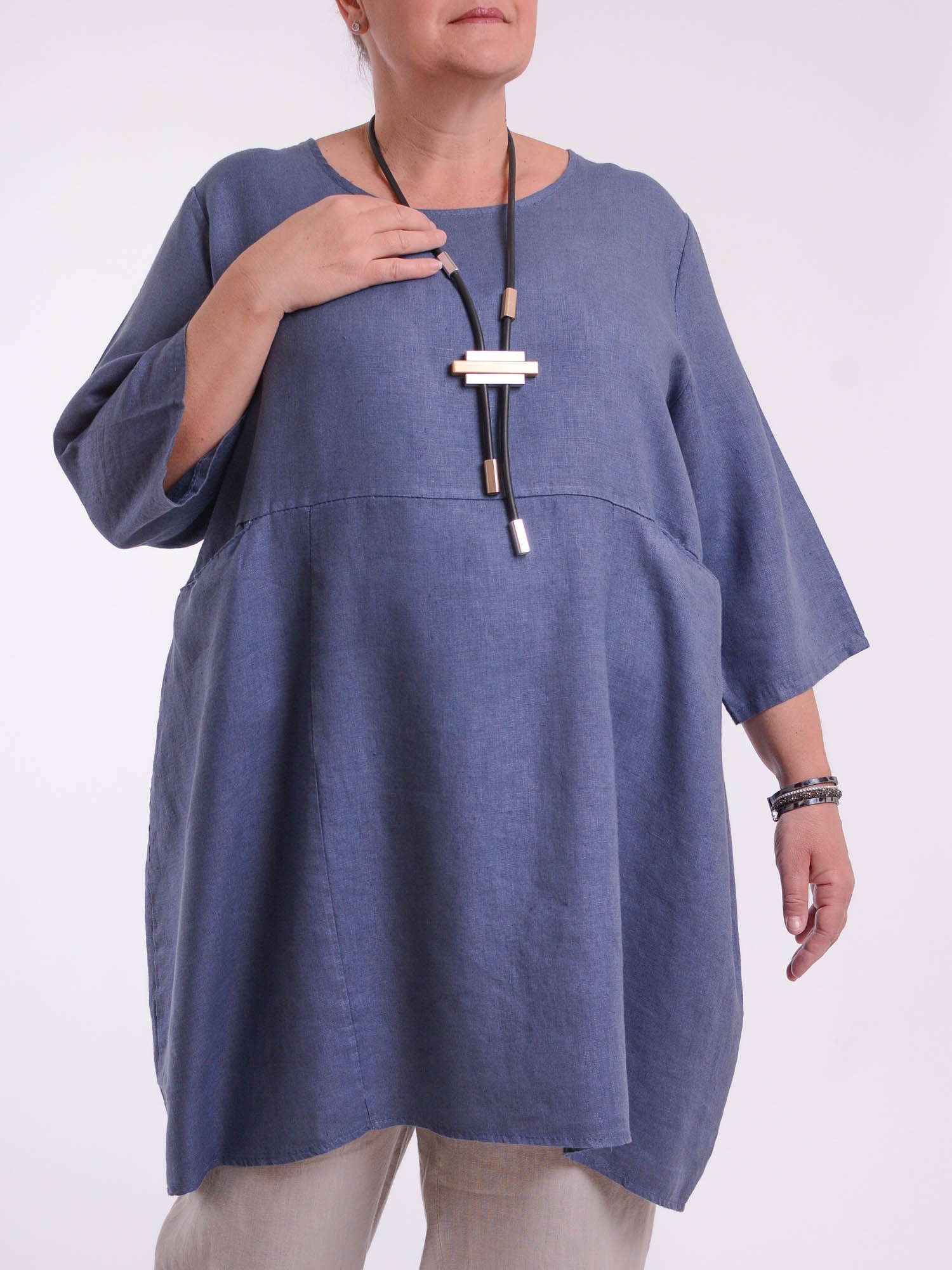 Heavy Linen Quirky Tunic - 9479, Tops & Shirts, Pure Plus Clothing, Lagenlook Clothing, Plus Size Fashion, Over 50 Fashion