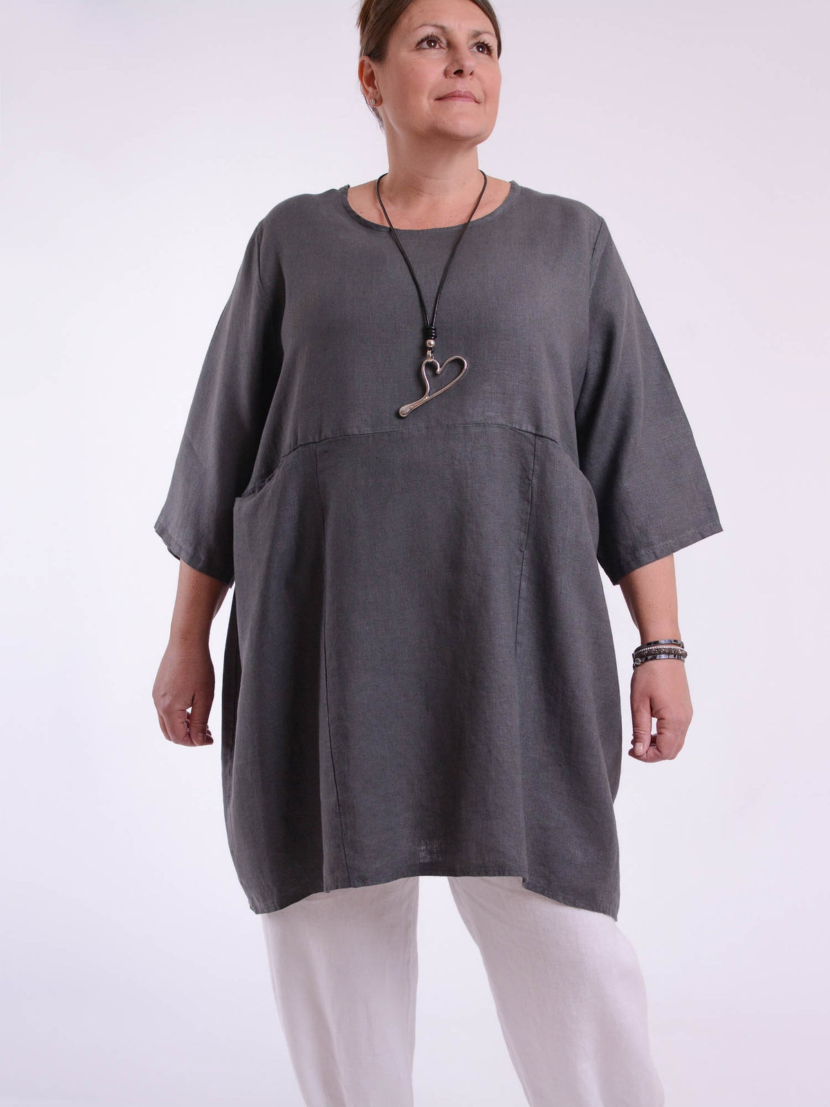 Heavy Linen Quirky Tunic - 9479, Tops & Shirts, Pure Plus Clothing, Lagenlook Clothing, Plus Size Fashion, Over 50 Fashion