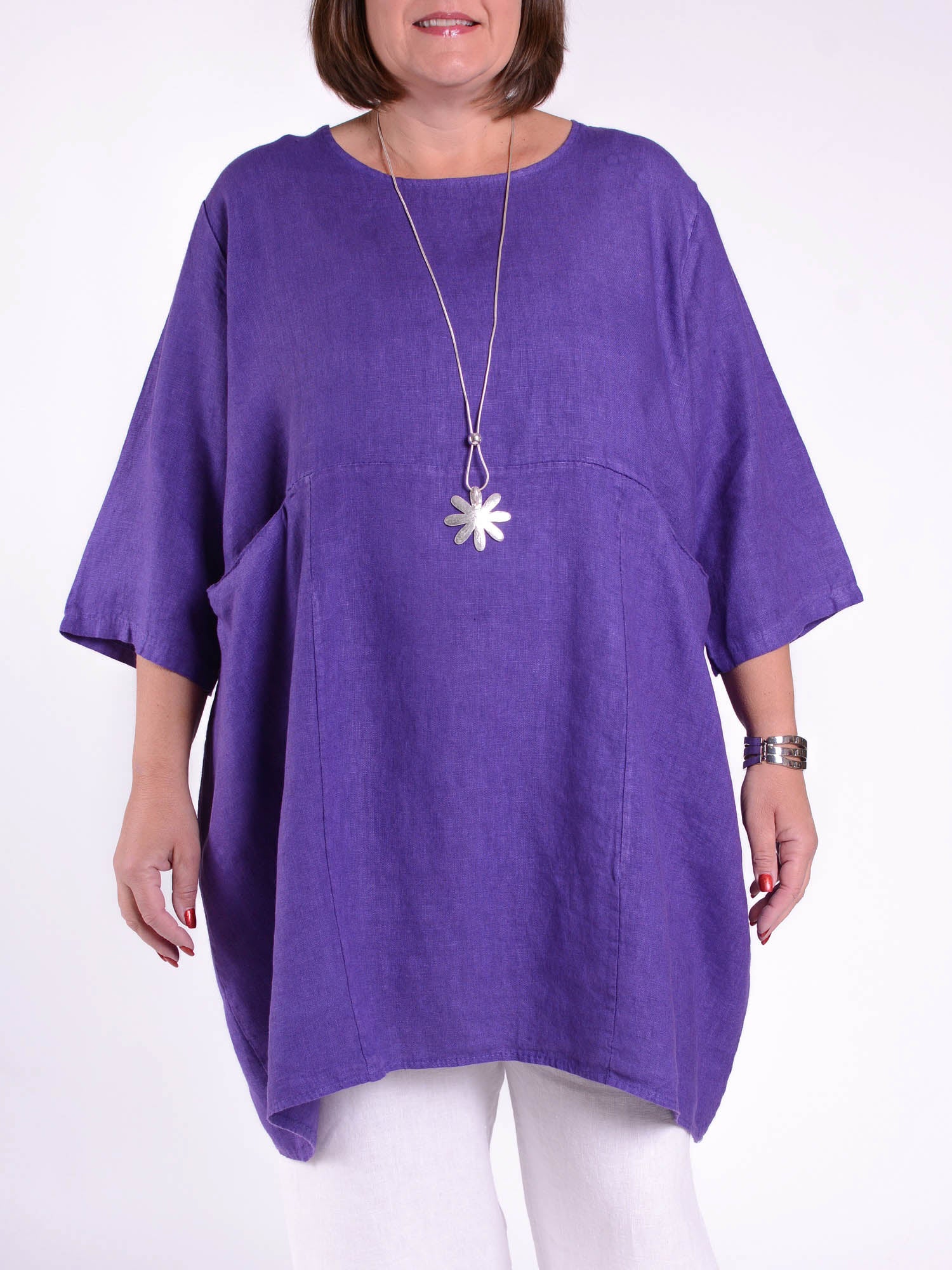 Heavy Linen Quirky Tunic - 9479, Tops & Shirts, Pure Plus Clothing, Lagenlook Clothing, Plus Size Fashion, Over 50 Fashion