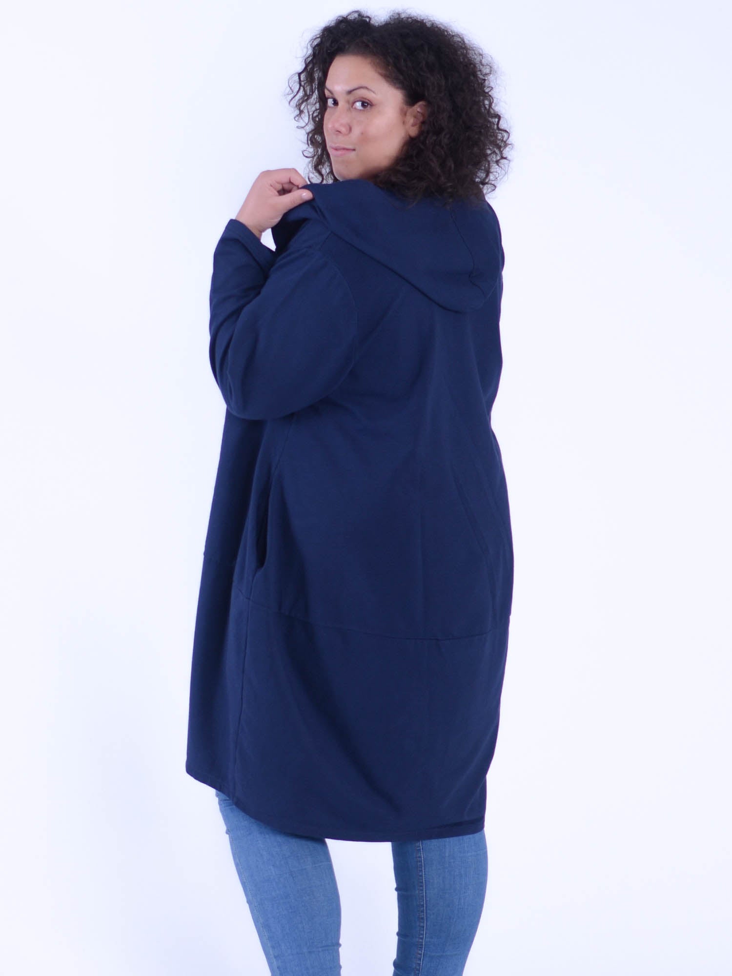OCTAVIA - Long Cotton Hooded Zip up Jacket - 9821 - Pure Plus Clothing