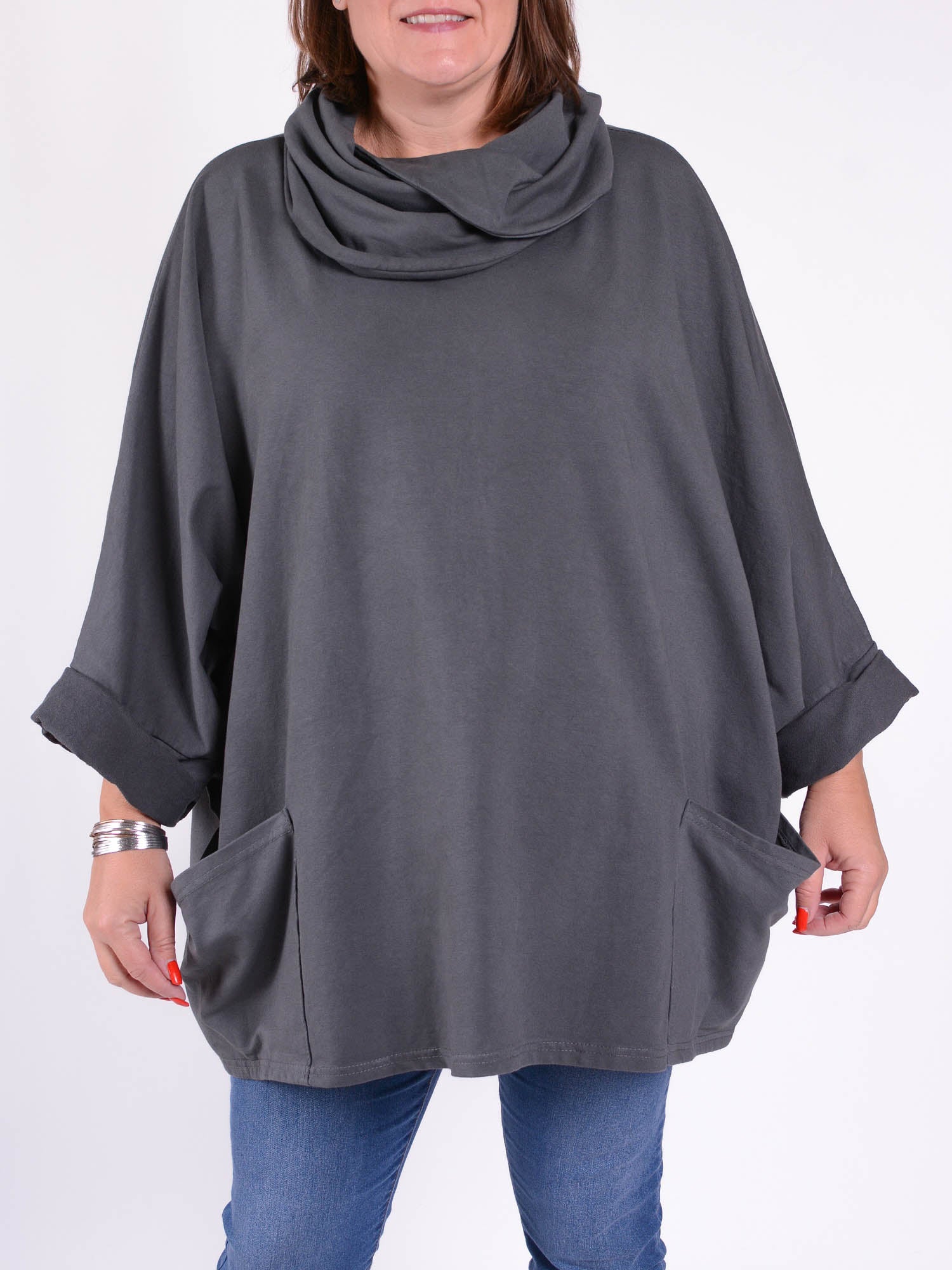 Cotton Cowl Neck Long Length Tunic - 9822, Tops & Shirts, Pure Plus Clothing, Pure Plus Clothing, Lagenlook Clothing, Pure Plus