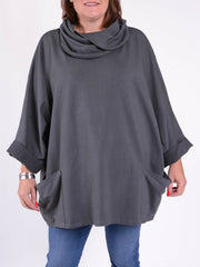 Cotton Cowl Neck Long Length Tunic - 9822, Tops & Shirts, Pure Plus Clothing, Pure Plus Clothing, Lagenlook Clothing, Pure Plus