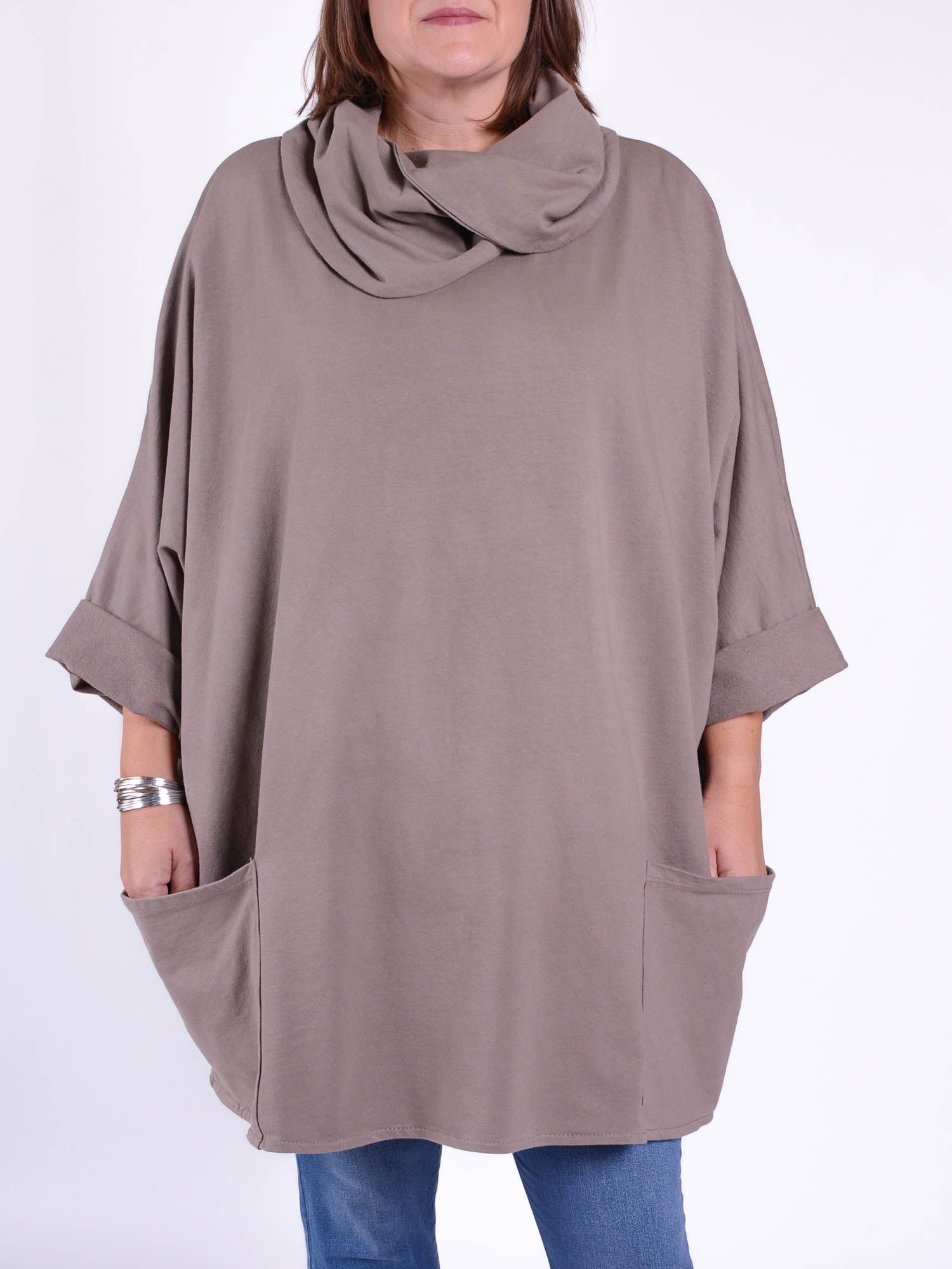 Cotton Cowl Neck Long Length Tunic - 9822, Tops & Shirts, Pure Plus Clothing, Pure Plus Clothing, Lagenlook Clothing, Pure Plus
