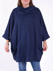 Cotton Cowl Neck Long Length Tunic - 9822, Tops & Shirts, Pure Plus Clothing, Pure Plus Clothing, Lagenlook Clothing, Pure Plus