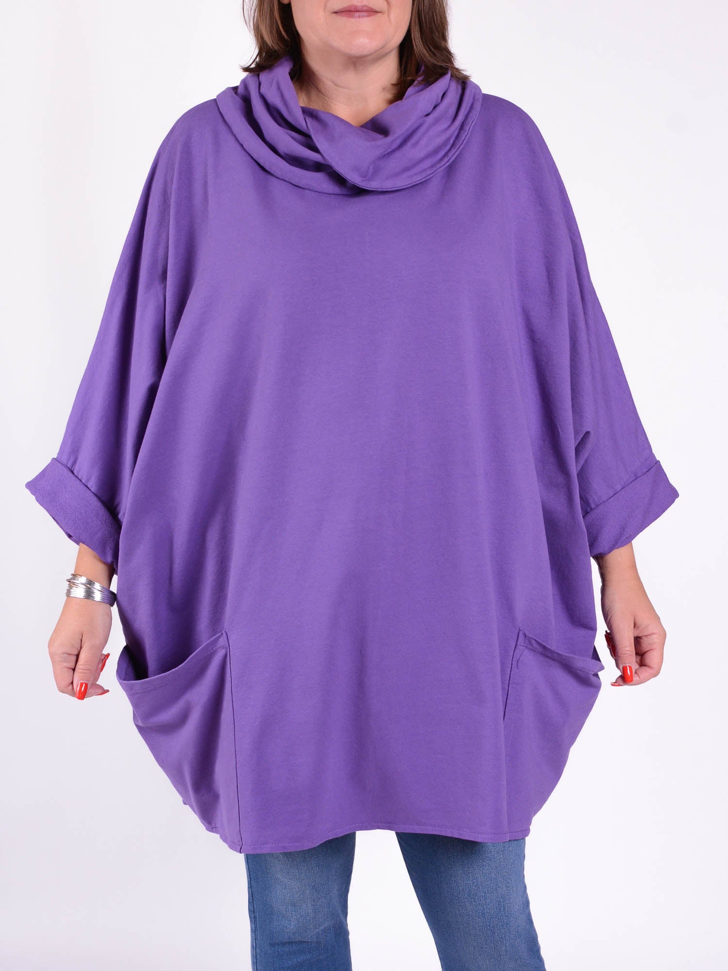Cotton Cowl Neck Long Length Tunic - 9822, Tops & Shirts, Pure Plus Clothing, Pure Plus Clothing, Lagenlook Clothing, Pure Plus