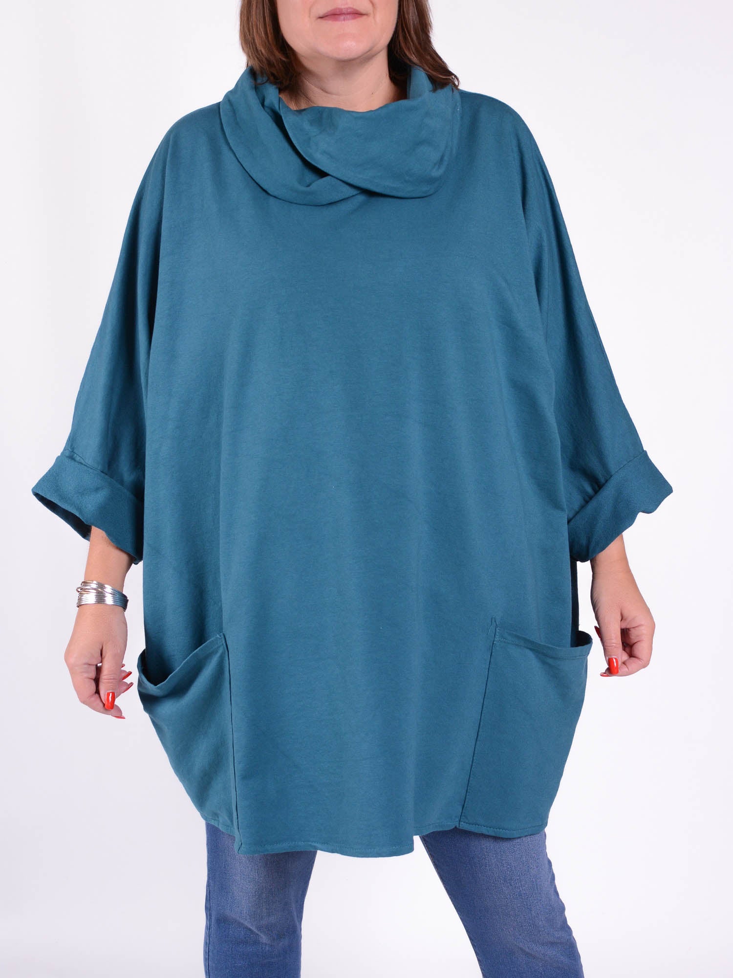 Cotton Cowl Neck Long Length Tunic - 9822, Tops & Shirts, Pure Plus Clothing, Pure Plus Clothing, Lagenlook Clothing, Pure Plus