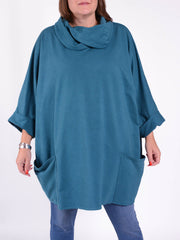 Cotton Cowl Neck Long Length Tunic - 9822, Tops & Shirts, Pure Plus Clothing, Pure Plus Clothing, Lagenlook Clothing, Pure Plus