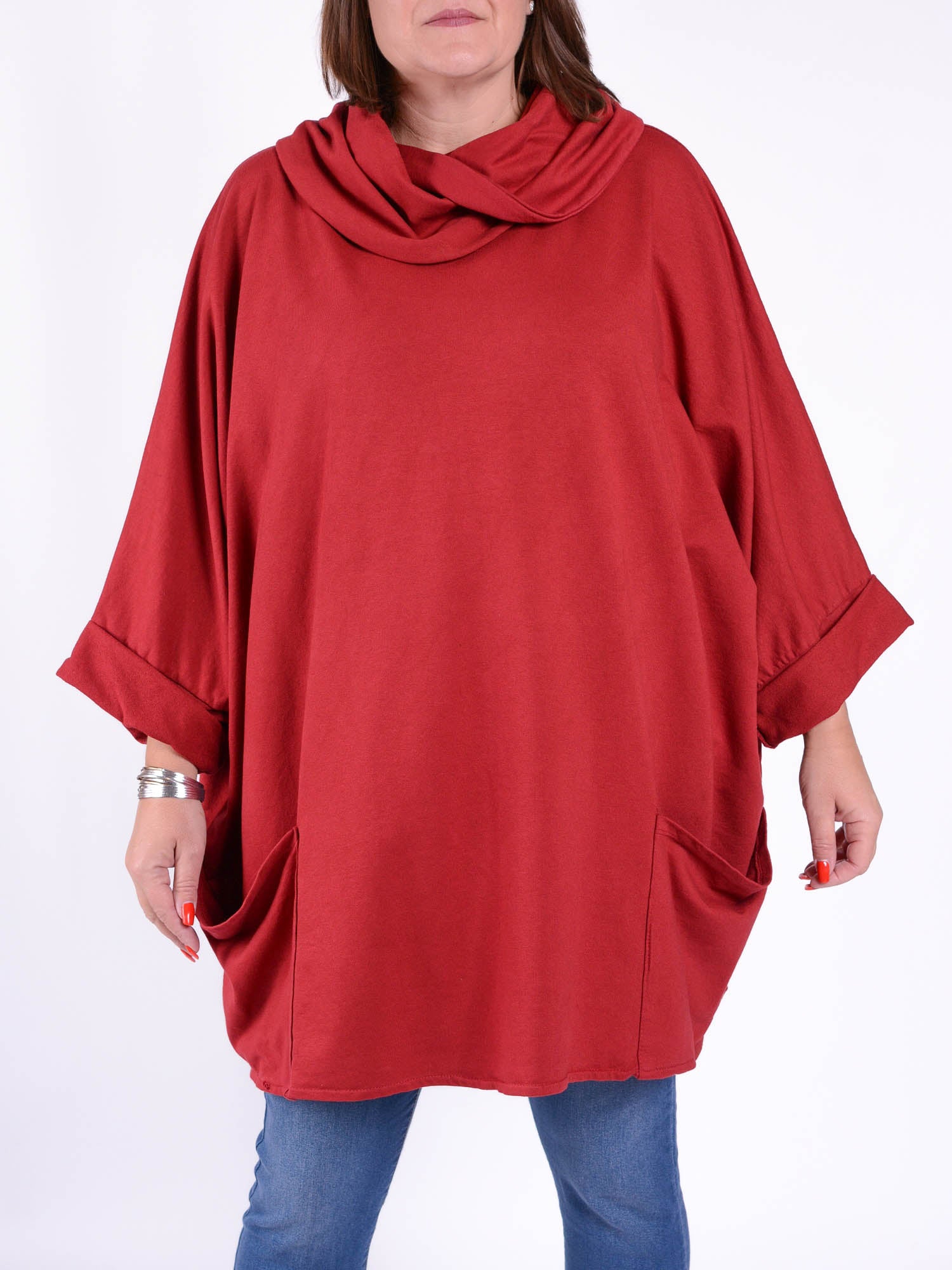 Cotton Cowl Neck Long Length Tunic - 9822, Tops & Shirts, Pure Plus Clothing, Pure Plus Clothing, Lagenlook Clothing, Pure Plus