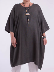 Lagenlook Basic Casual Tunic Dress - 9469 Linen, Dresses, Pure Plus Clothing, Lagenlook Clothing, Plus Size Fashion, Over 50 Fashion