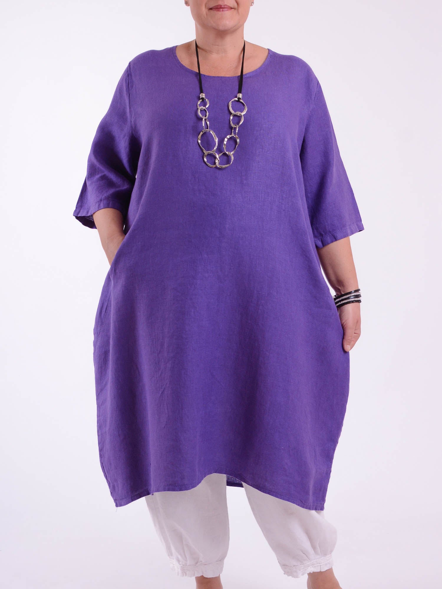Lagenlook Basic Casual Tunic Dress - 9469 Linen, Dresses, Pure Plus Clothing, Lagenlook Clothing, Plus Size Fashion, Over 50 Fashion
