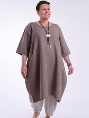 Lagenlook Basic Casual Tunic Dress - 9469 Linen, Dresses, Pure Plus Clothing, Lagenlook Clothing, Plus Size Fashion, Over 50 Fashion
