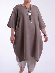 Lagenlook Basic Casual Tunic Dress - 9469 Linen, Dresses, Pure Plus Clothing, Lagenlook Clothing, Plus Size Fashion, Over 50 Fashion