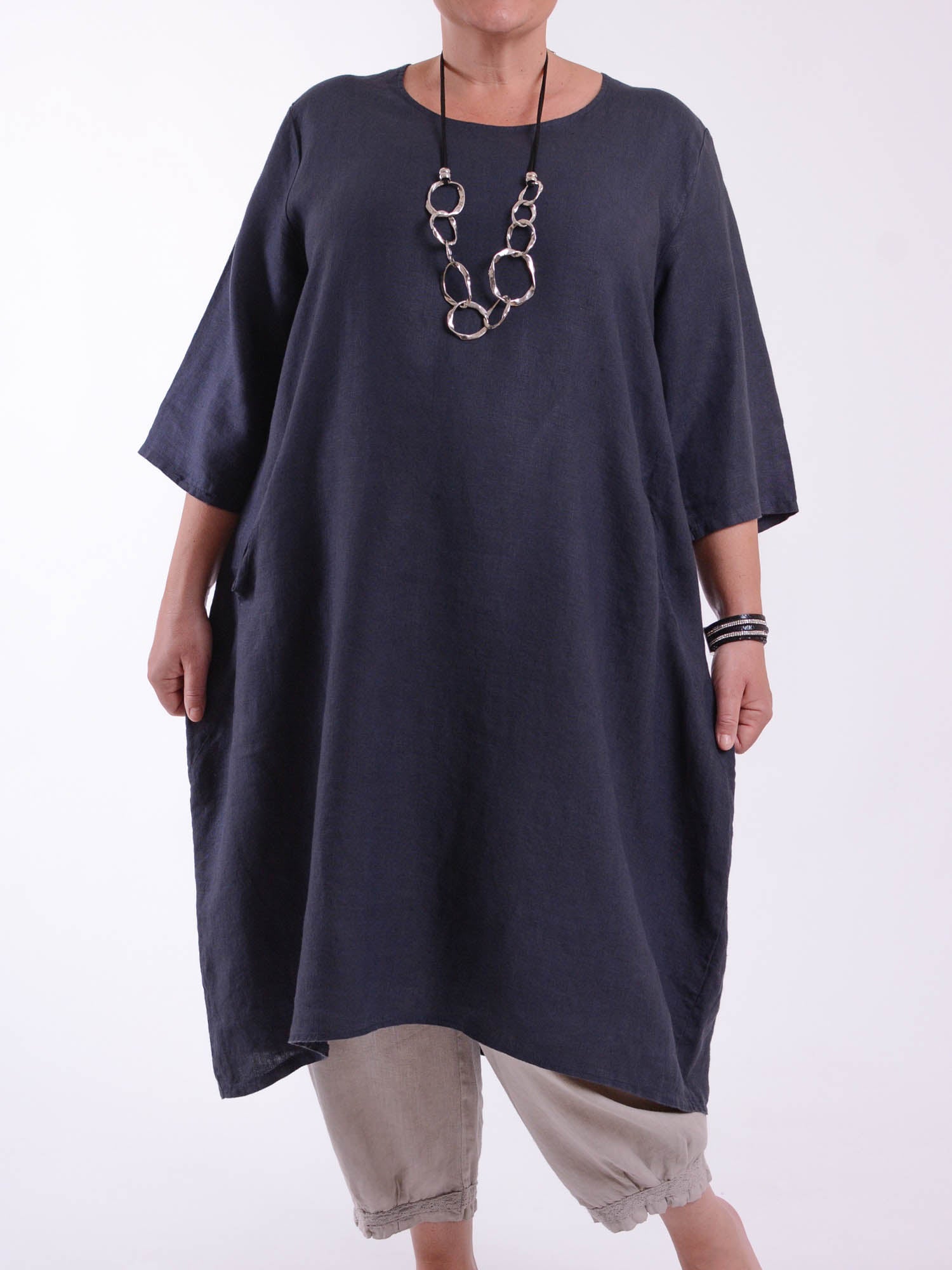 Lagenlook Basic Casual Tunic Dress - 9469 Linen, Dresses, Pure Plus Clothing, Lagenlook Clothing, Plus Size Fashion, Over 50 Fashion