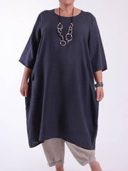 Lagenlook Basic Casual Tunic Dress - 9469 Linen, Dresses, Pure Plus Clothing, Lagenlook Clothing, Plus Size Fashion, Over 50 Fashion