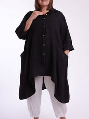 Plus Size Lagenlook Heavy Linen Shirt Dress - 9445, Tops & Shirts, Pure Plus Clothing, Lagenlook Clothing, Plus Size Fashion, Over 50 Fashion