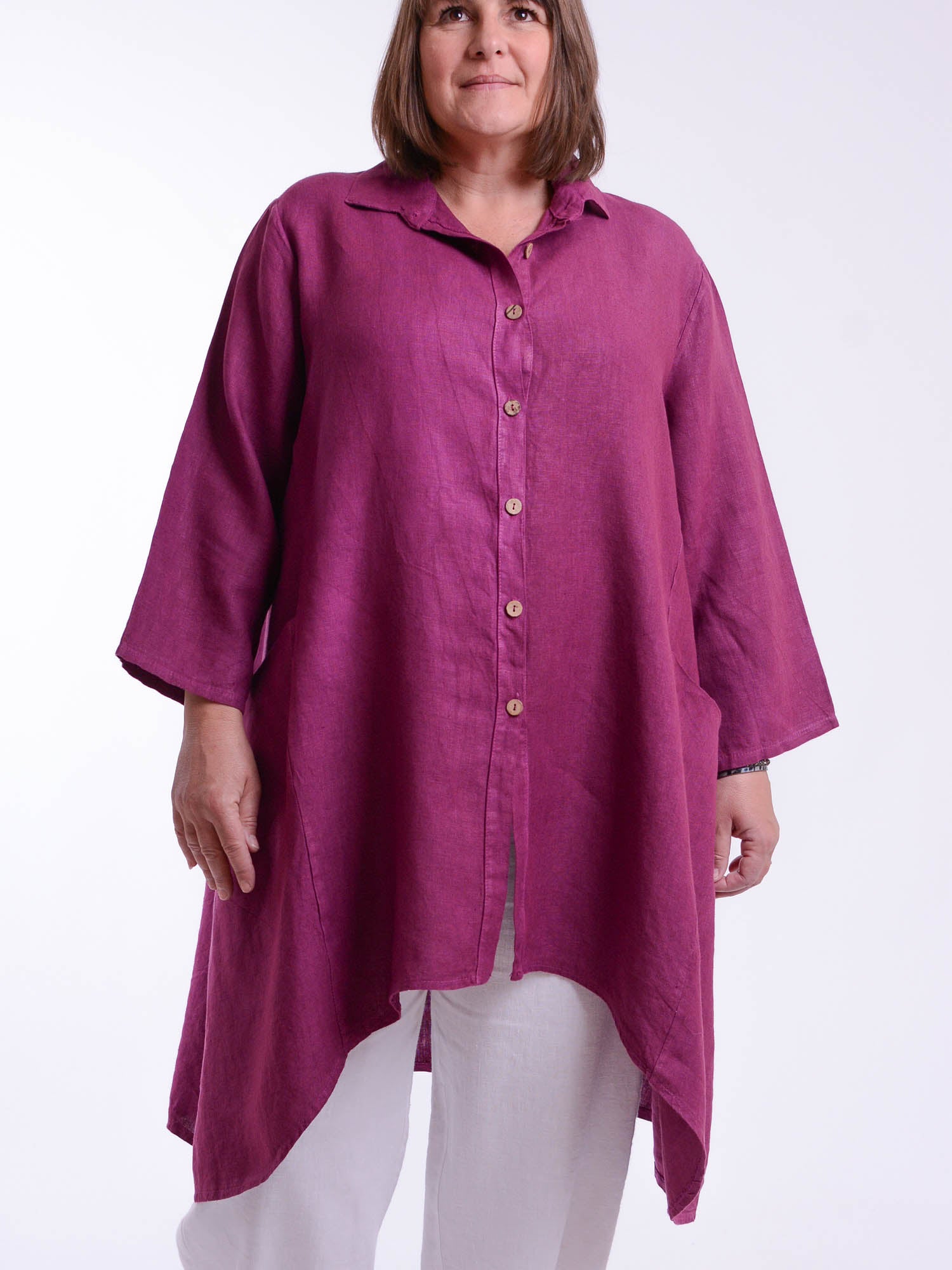 Plus Size Lagenlook Heavy Linen Shirt Dress - 9445, Tops & Shirts, Pure Plus Clothing, Lagenlook Clothing, Plus Size Fashion, Over 50 Fashion