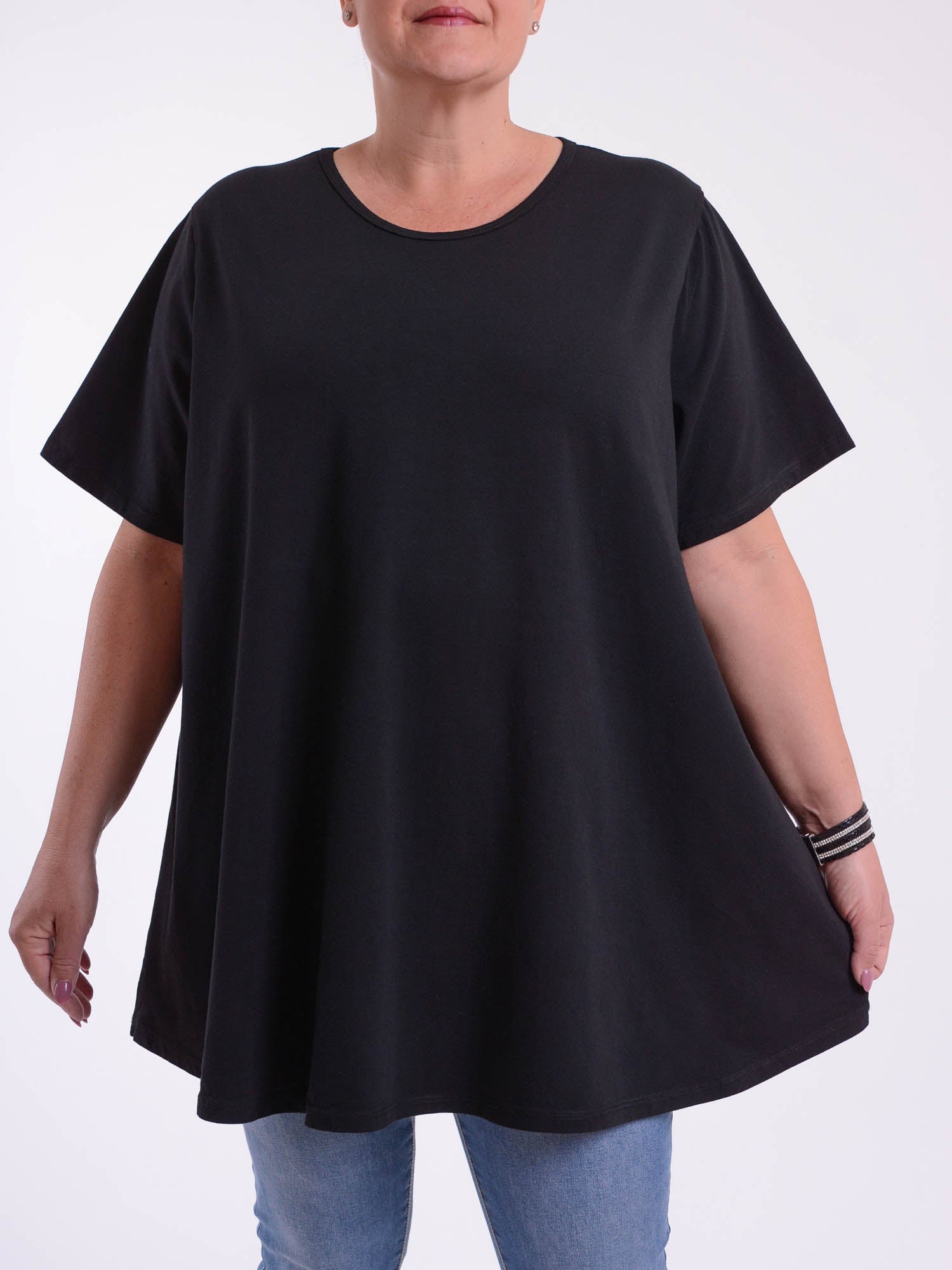 Basic Cotton Swing T Shirt - Round Neck 10516, Tops & Shirts, Pure Plus Clothing, Lagenlook Clothing, Plus Size Fashion, Over 50 Fashion