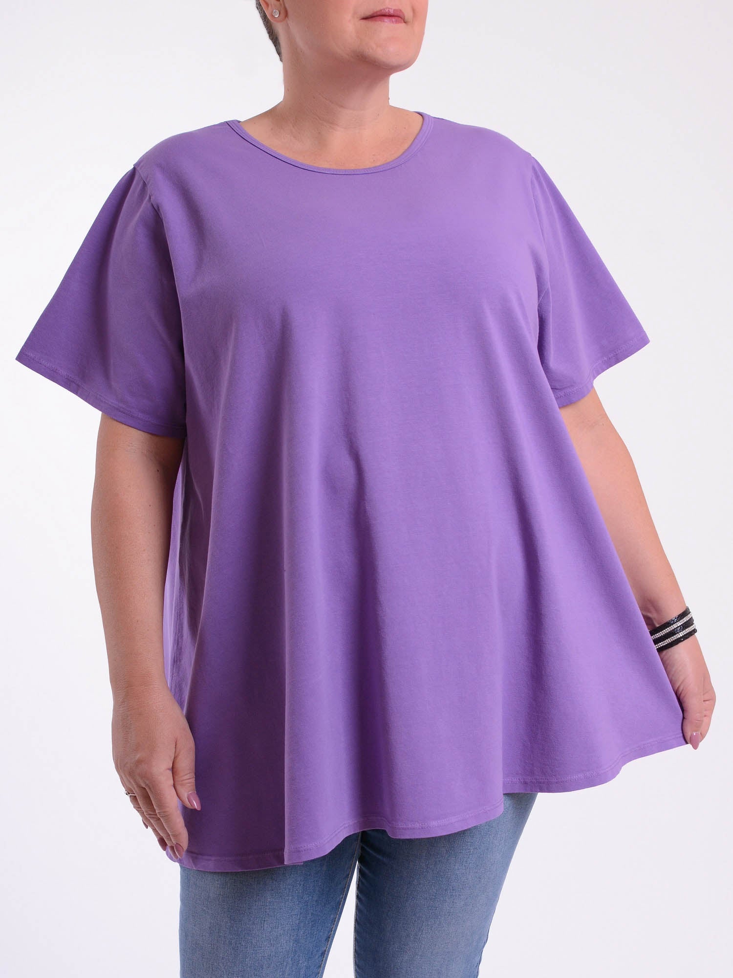 Basic Cotton Swing T Shirt - Round Neck 10516, Tops & Shirts, Pure Plus Clothing, Lagenlook Clothing, Plus Size Fashion, Over 50 Fashion