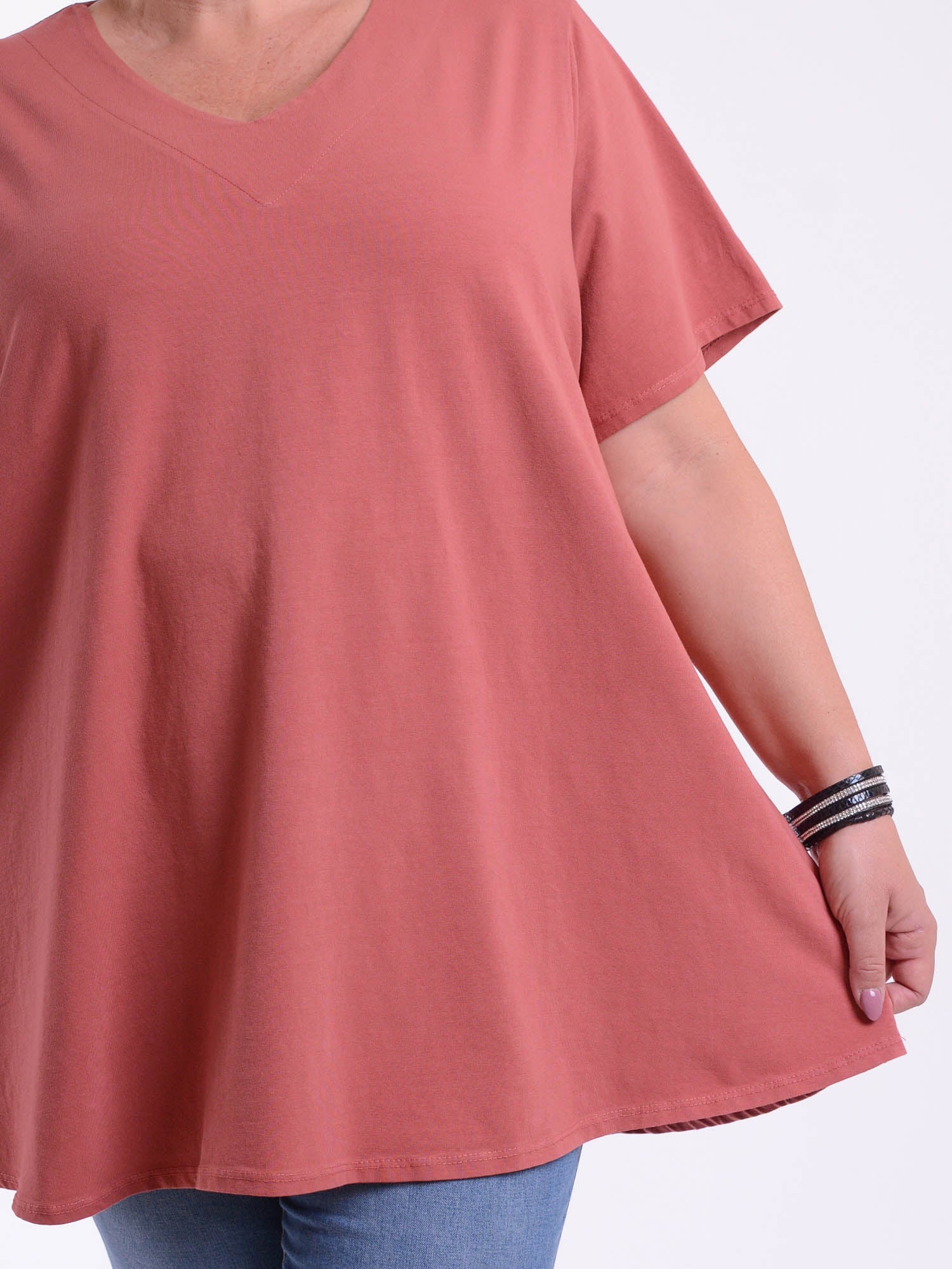 Basic Cotton Swing T Shirt - V Neck 10520, Tops & Shirts, Pure Plus Clothing, Lagenlook Clothing, Plus Size Fashion, Over 50 Fashion