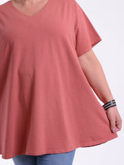 Basic Cotton Swing T Shirt - V Neck 10520, Tops & Shirts, Pure Plus Clothing, Lagenlook Clothing, Plus Size Fashion, Over 50 Fashion