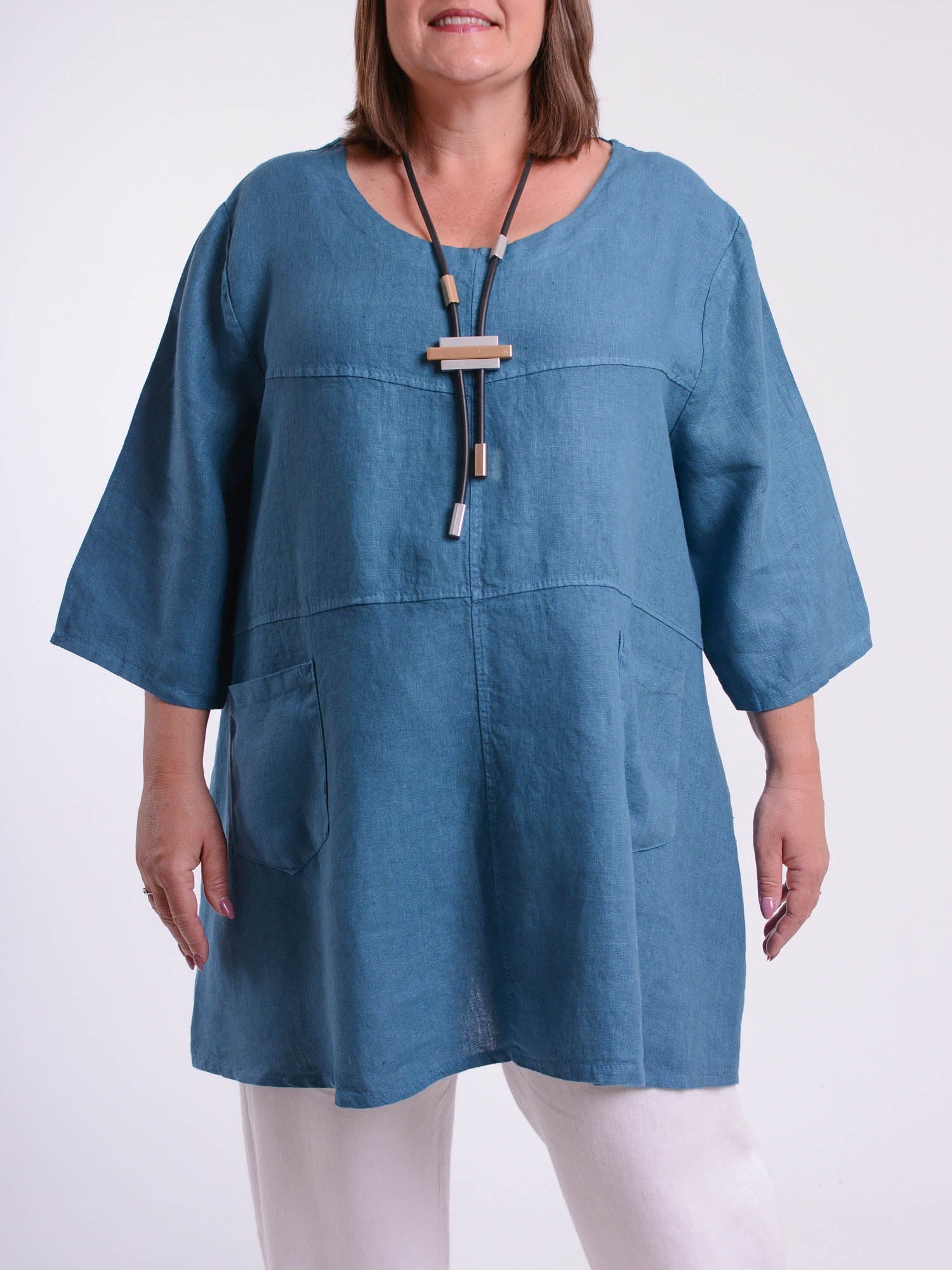 Heavy Linen Tunic - 105151, Tops & Shirts, Pure Plus Clothing, Lagenlook Clothing, Plus Size Fashion, Over 50 Fashion