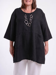Heavy Linen Tunic - 105151, Tops & Shirts, Pure Plus Clothing, Lagenlook Clothing, Plus Size Fashion, Over 50 Fashion