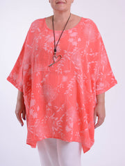 Lagenlook Oversized Cotton Tunic - 10077 FLORAL, Tops & Shirts, Pure Plus Clothing, Lagenlook Clothing, Plus Size Fashion, Over 50 Fashion